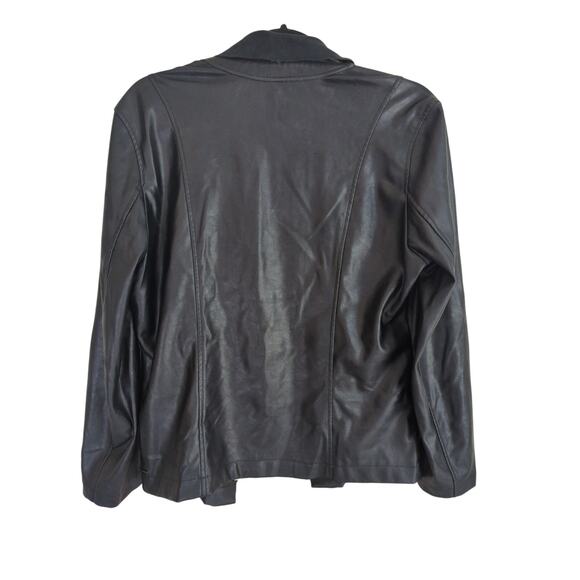 Tahari Black Vegan Leather/Suede Drape Jacket - Size M - Picture 2 of 4